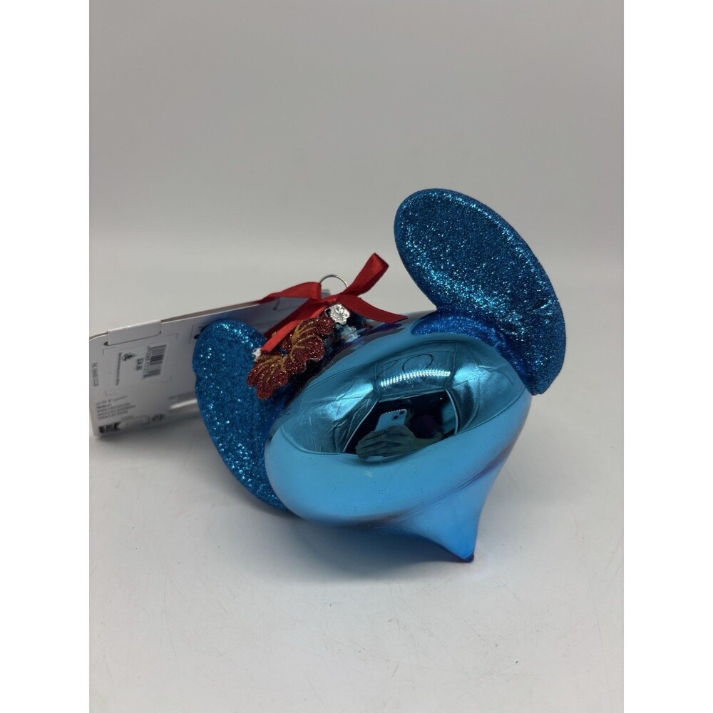 NWT Disney Parks Stitch Aloha Glitter Glass Teardrop Christmas Ornament